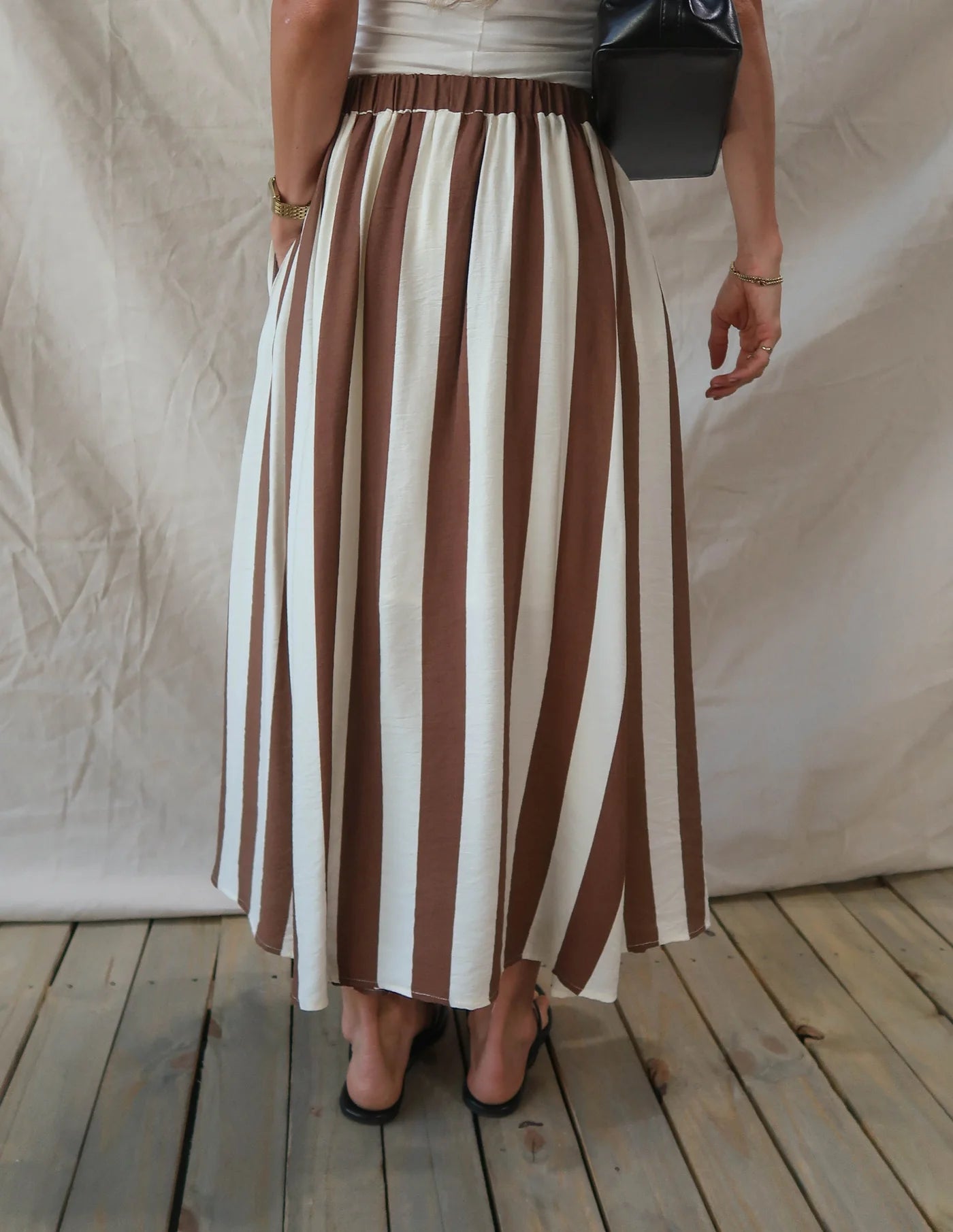 Portside Striped Midi Skirt