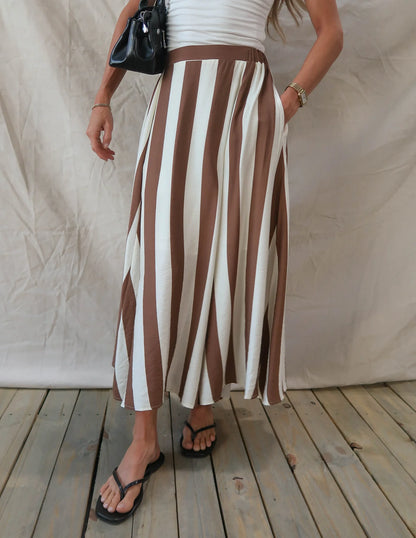 Portside Striped Midi Skirt