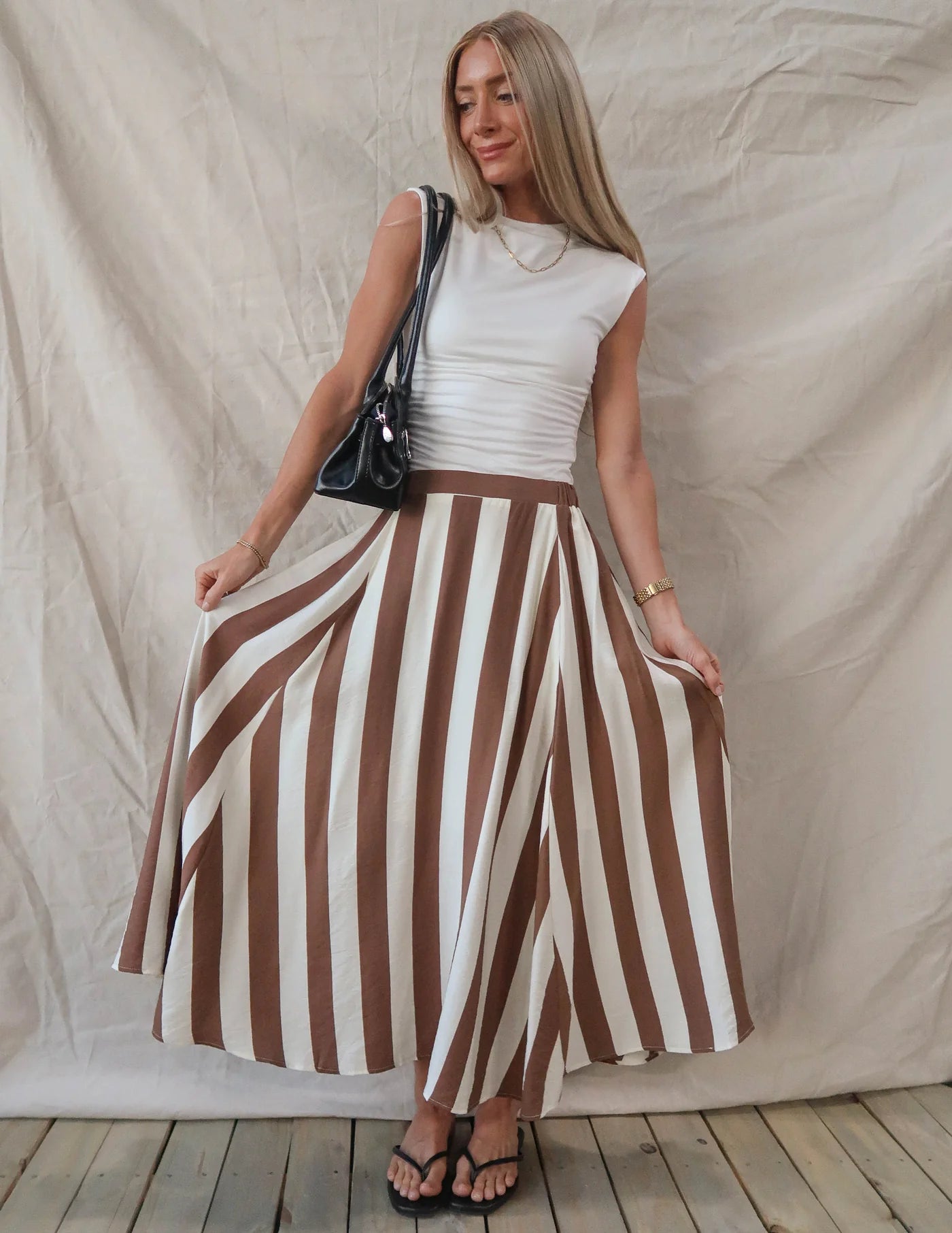 Portside Striped Midi Skirt