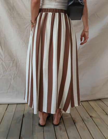 Portside Striped Midi Skirt