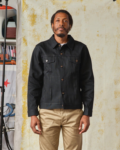 Denim Jacket - Black Selvedge Denim -13.5 oz.